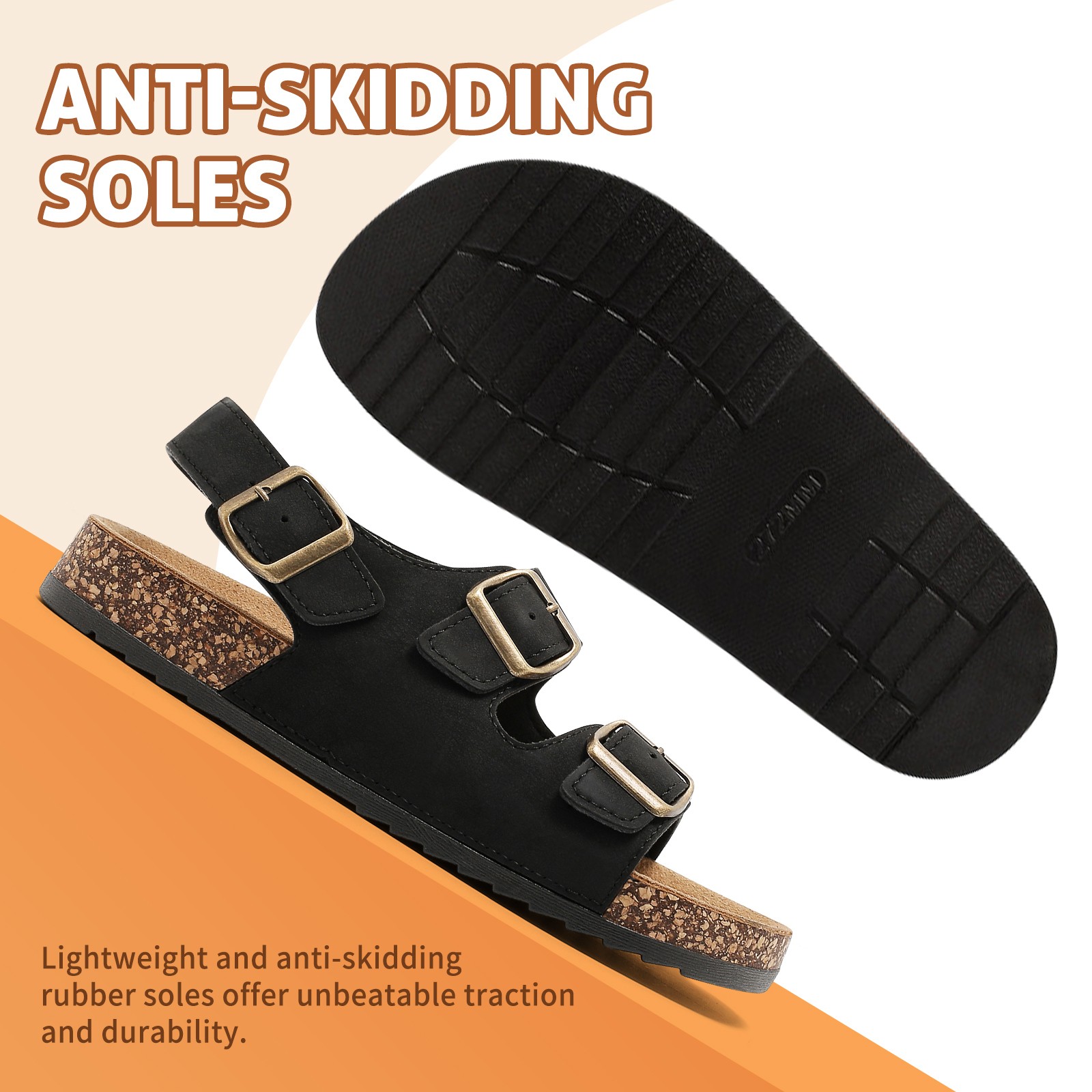 Cork Sandals for Women Men Summer Flat Slides Beach Shoes Adjustable Back Straps