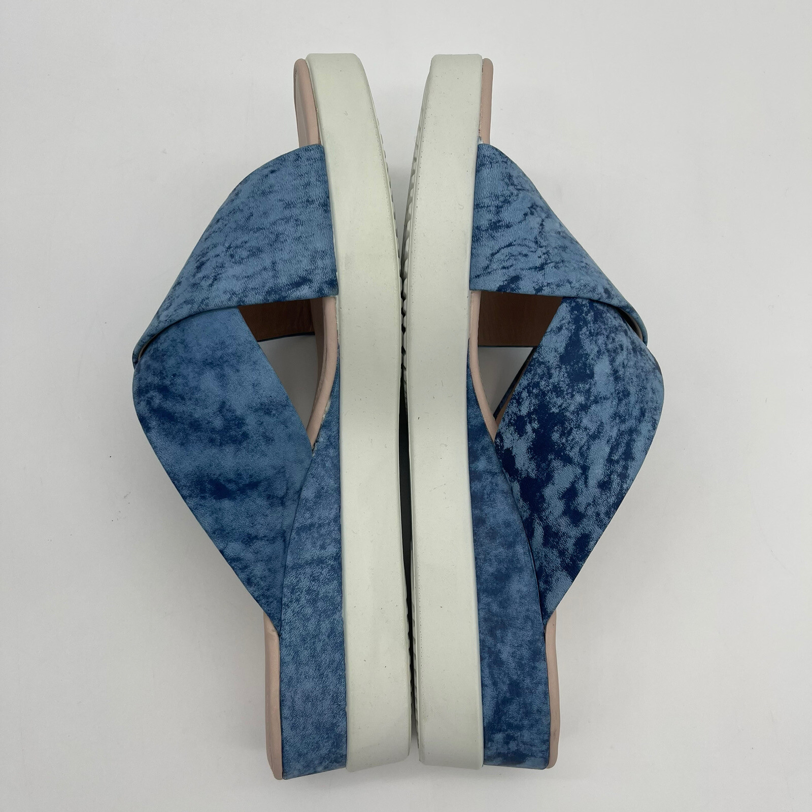 ECCO Sandal Women US 10 10.5 EU 41 Blue Slip On Flip Flop Tie Dye Platform