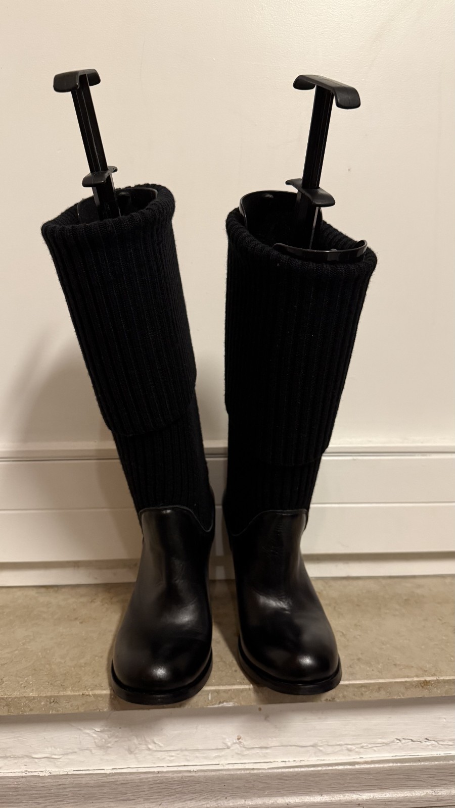 Navyboot socks leather boots black 40 knee high