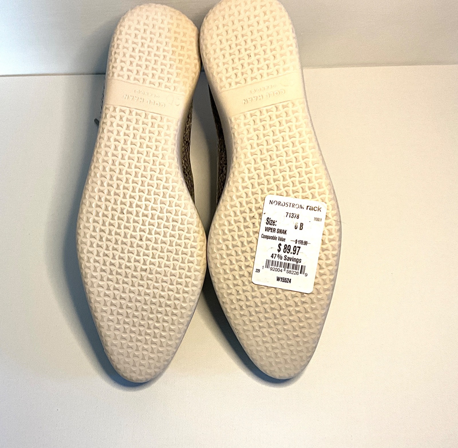 © Cole Haan NWT Oxford Flats Women’s 6B Narrow Snake Print Gold Cap Toe Shoes