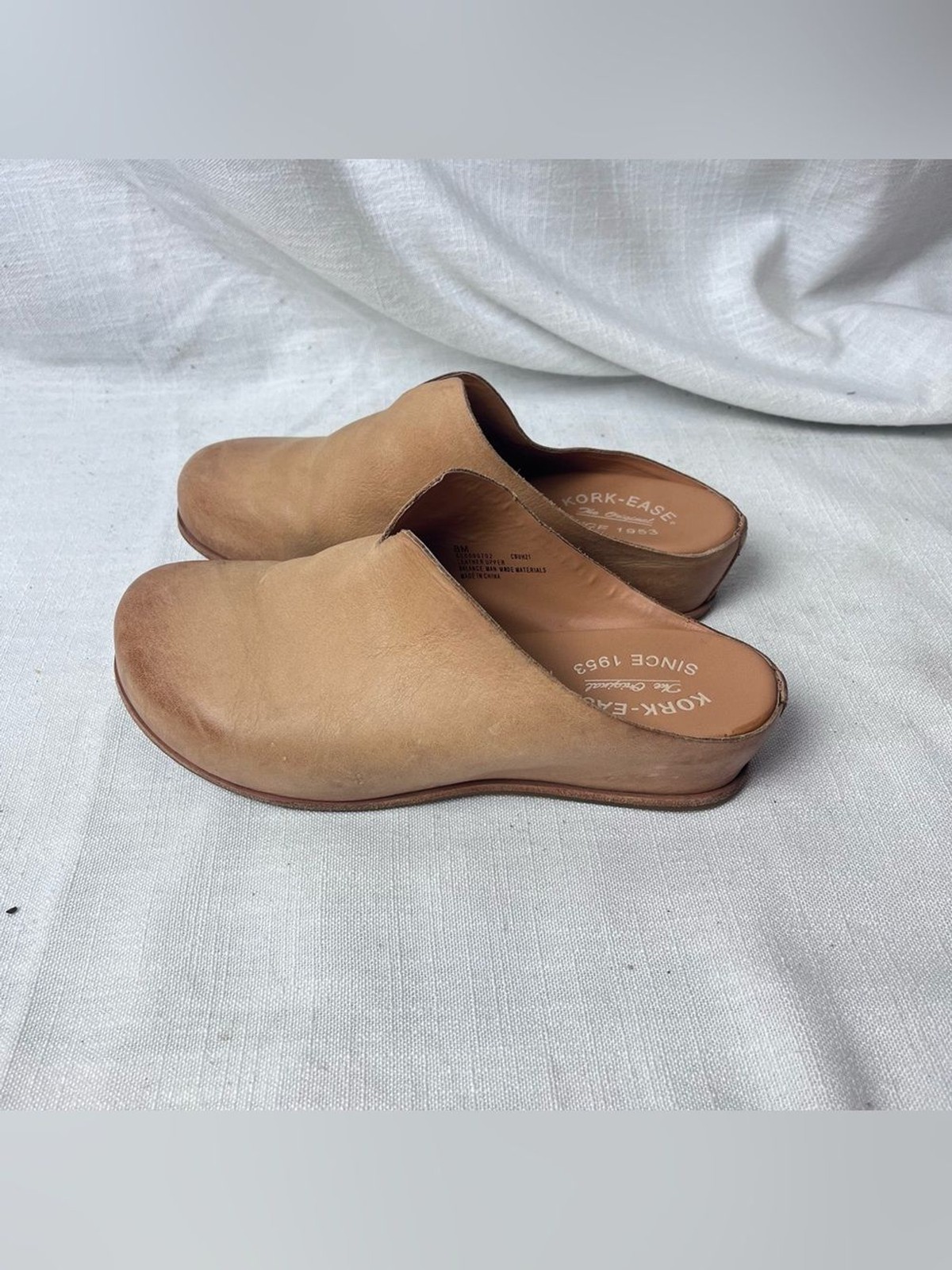 Kork-Ease Tan Leather Slip-On Clogs Orthopedic Women’s 8