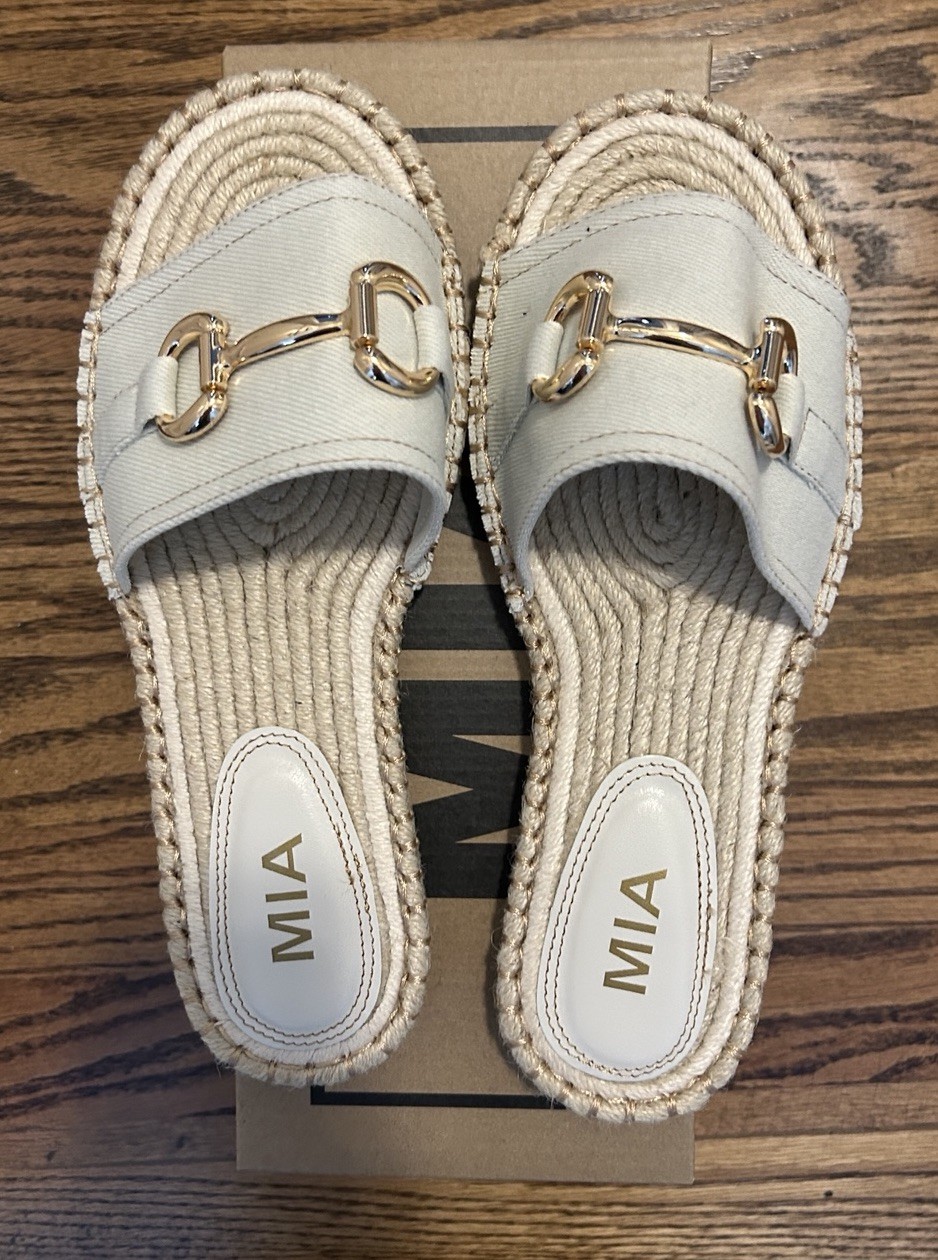 NEW MIA Women’s Cadiz Espadrille Slides Bone Size 9 NIB