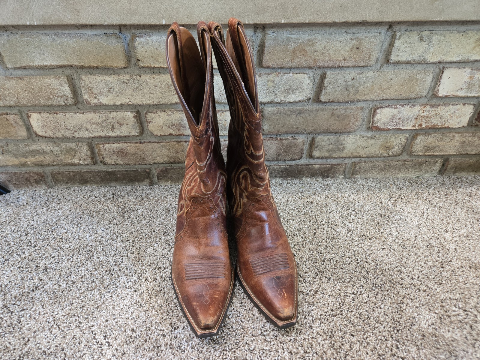 Ariat ATS Brown Leather Western Cowboy Boots Womans Sz 9.5B 10005908 Snip Toe