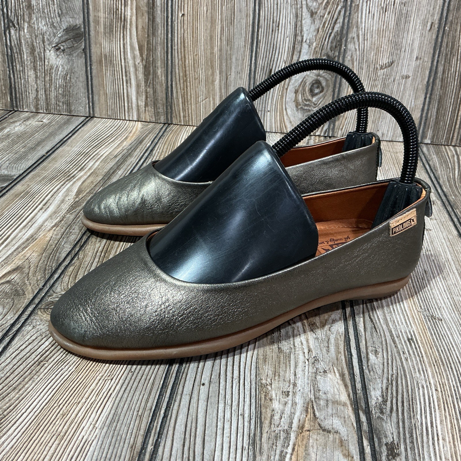 Pikolinos Flats Womens Size EU 36 US 5-5.5 Gold Comfort Ballet Leather Shoes