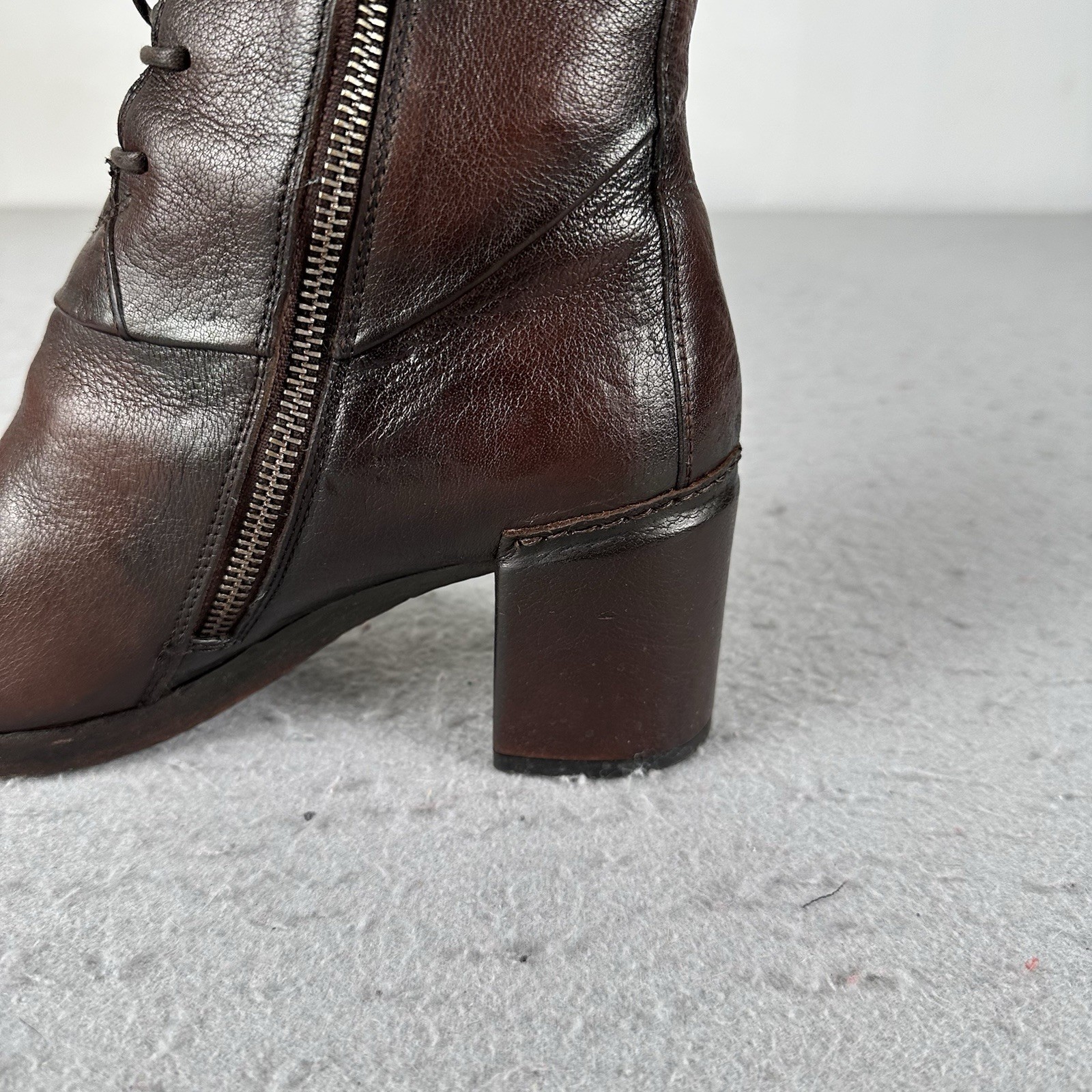 Untamed Street Madison Commando Boots Italy 38 Lace Up Brown Leather Heeled