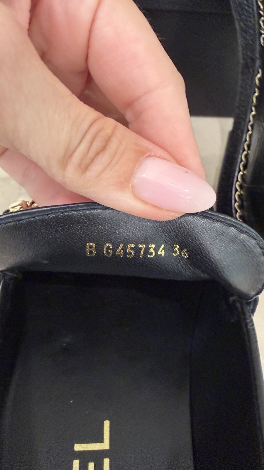 CHANEL Loafers In Black leather W/ Gold Chain Accents; Size 36