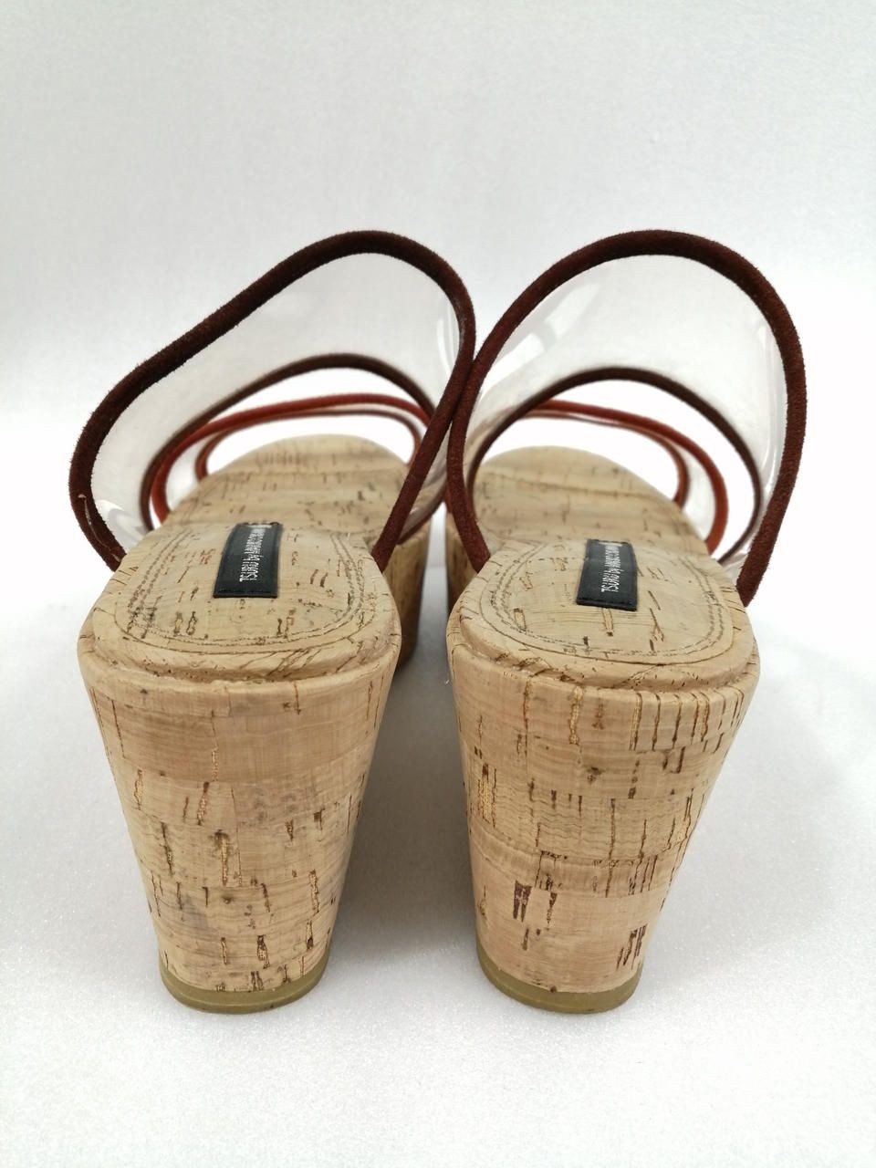 TSURU BY MARIKO OIKAWA Clear Strappy Platform Sandals 35 BRN.ORG. Cork Used