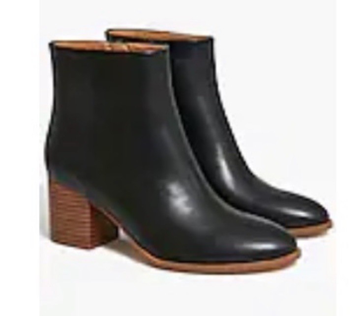 J.CREW $188 Women’s BLACK Faux-Leather Heeled Going Out Zipper Ankle Boots 10 M