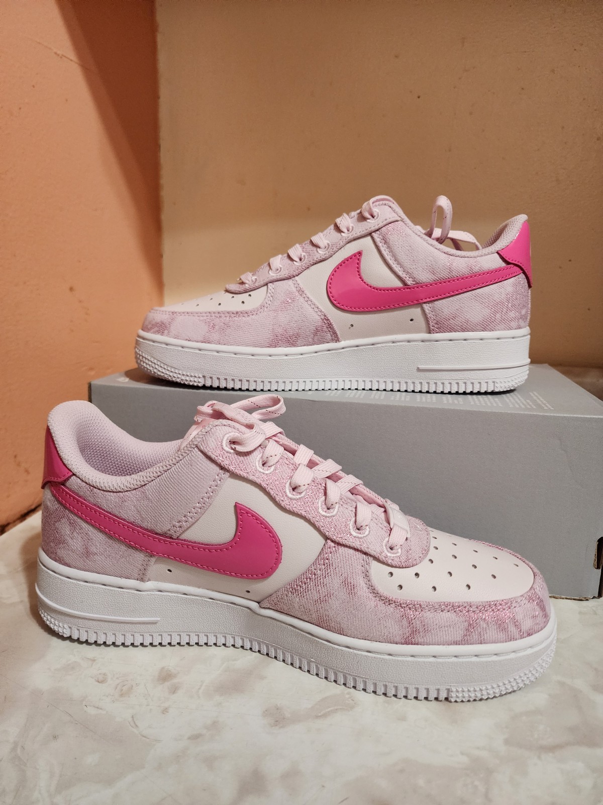 Women’s Size 7.5 Air Force 1 ’07 “Denim” IR1974-663 Pink Foam Pearl Pink White