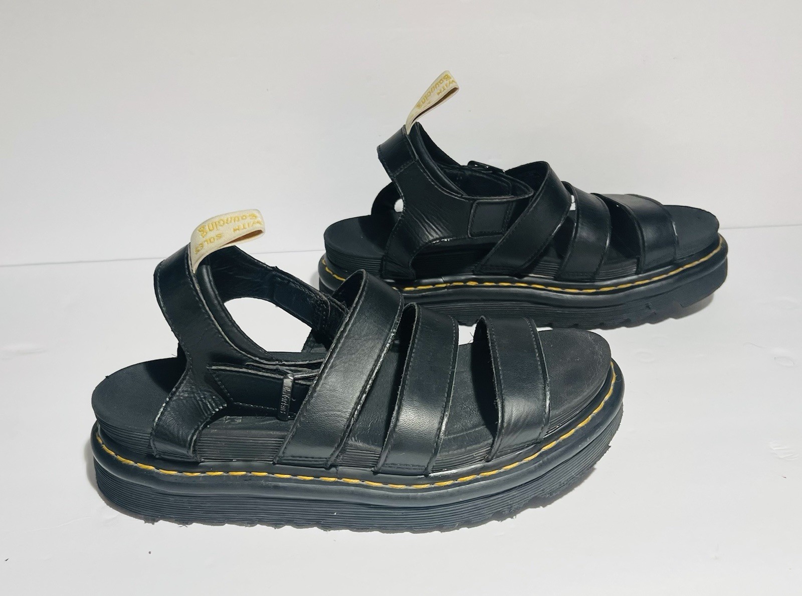 Dr Martens Blaire Black Leather Strap Women’s Platform Gladiator Sandals Size 9