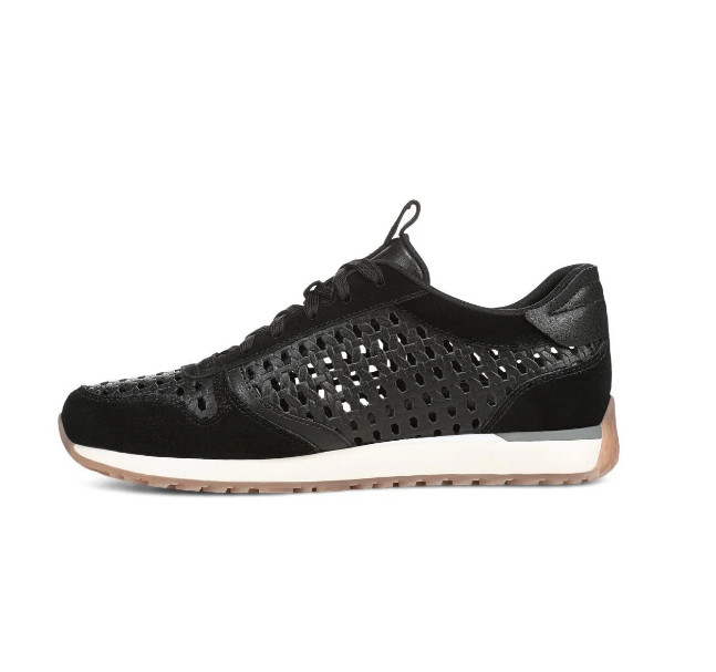 VIONIC Women’s Monarch Woven Sneaker – Black Leather, Medium (NEW)