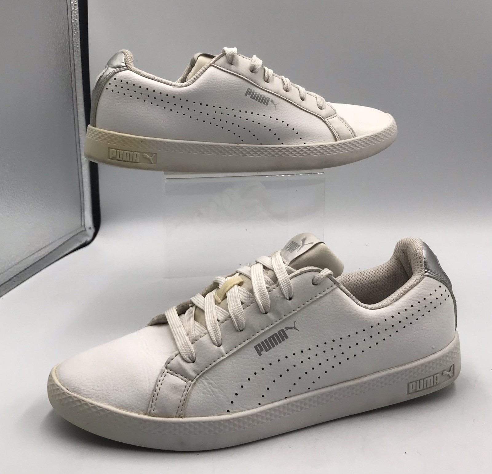 Puma Smash 366238 01 Womens 7.5 Comfort Shoes White Leather Low Top Sneakers