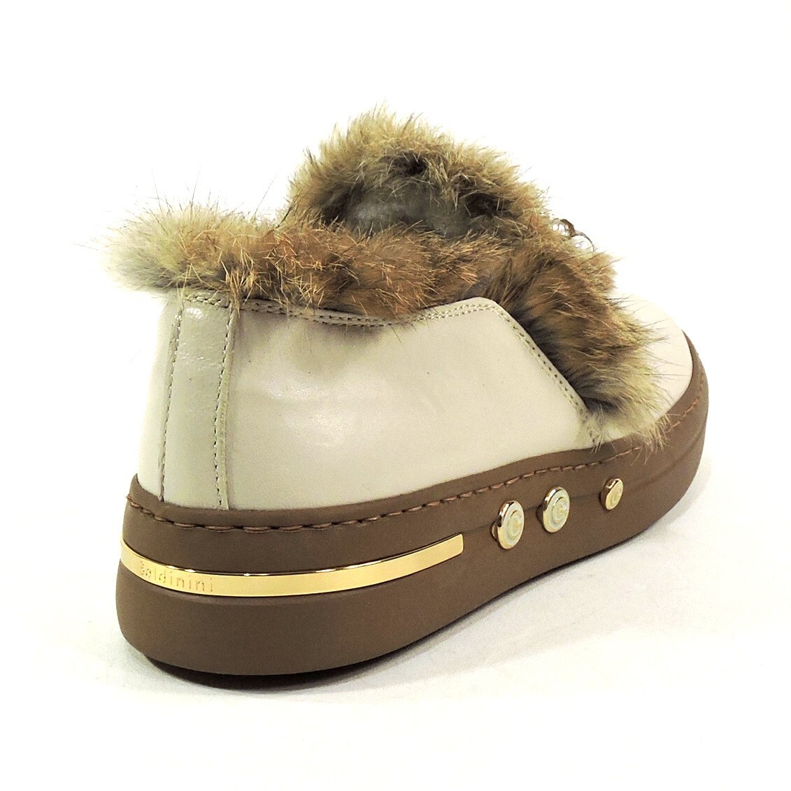 BALDININI 🇮🇹 WOMEN’S CREAM SOFT LEATHER FUR LINING FASHION LOAFERS 35 EU