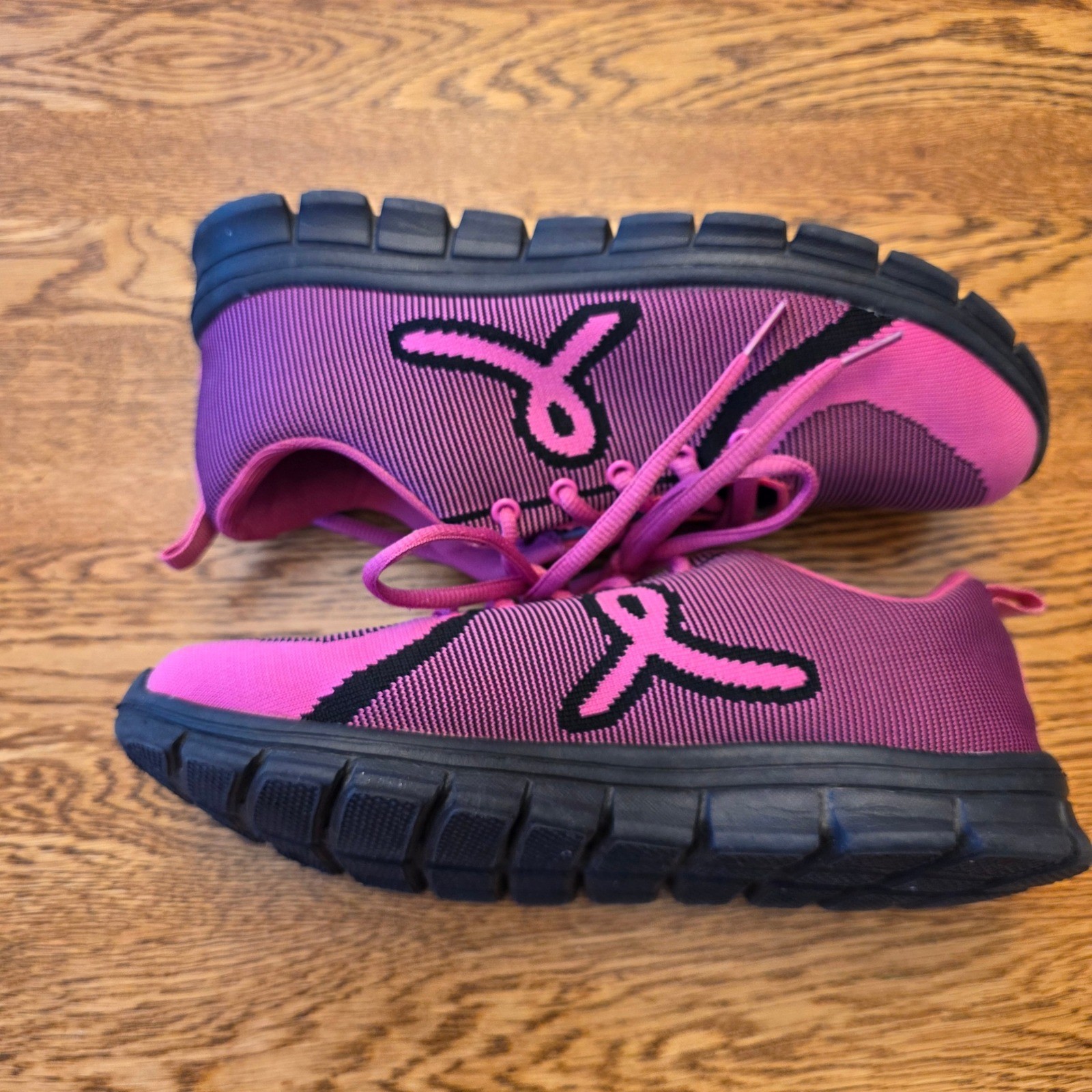 Pink Ribbon Womens 9 Breast Cancer Awareness Knit Athletic Sneakers Pink Black