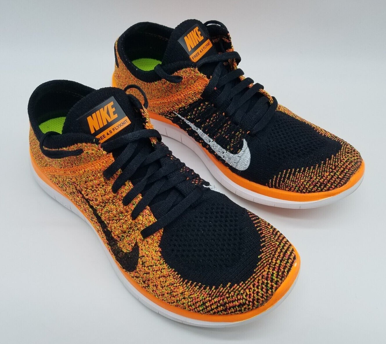 Nike Free 4.0 Flyknit Men’s Size 6 Running Shoes Black Total Orange
