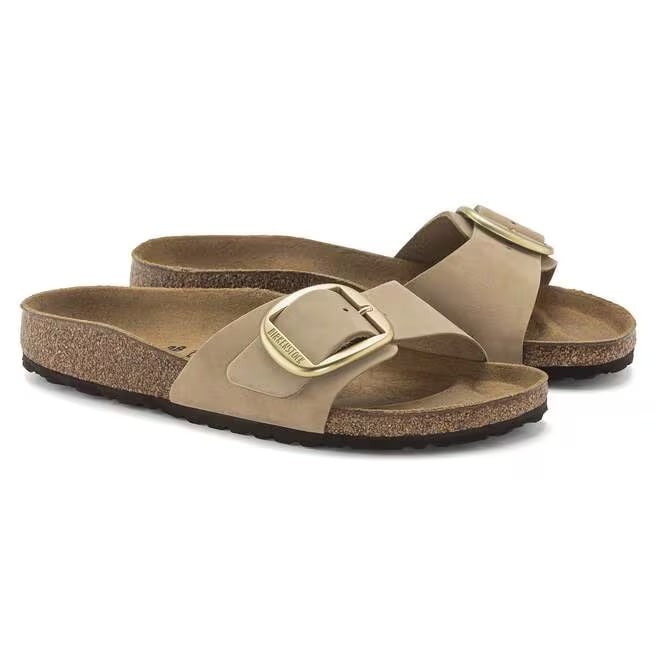 Birkenstock Madrid Big Buckle Women’s Sandcastle Leather Sandals Made in Germany