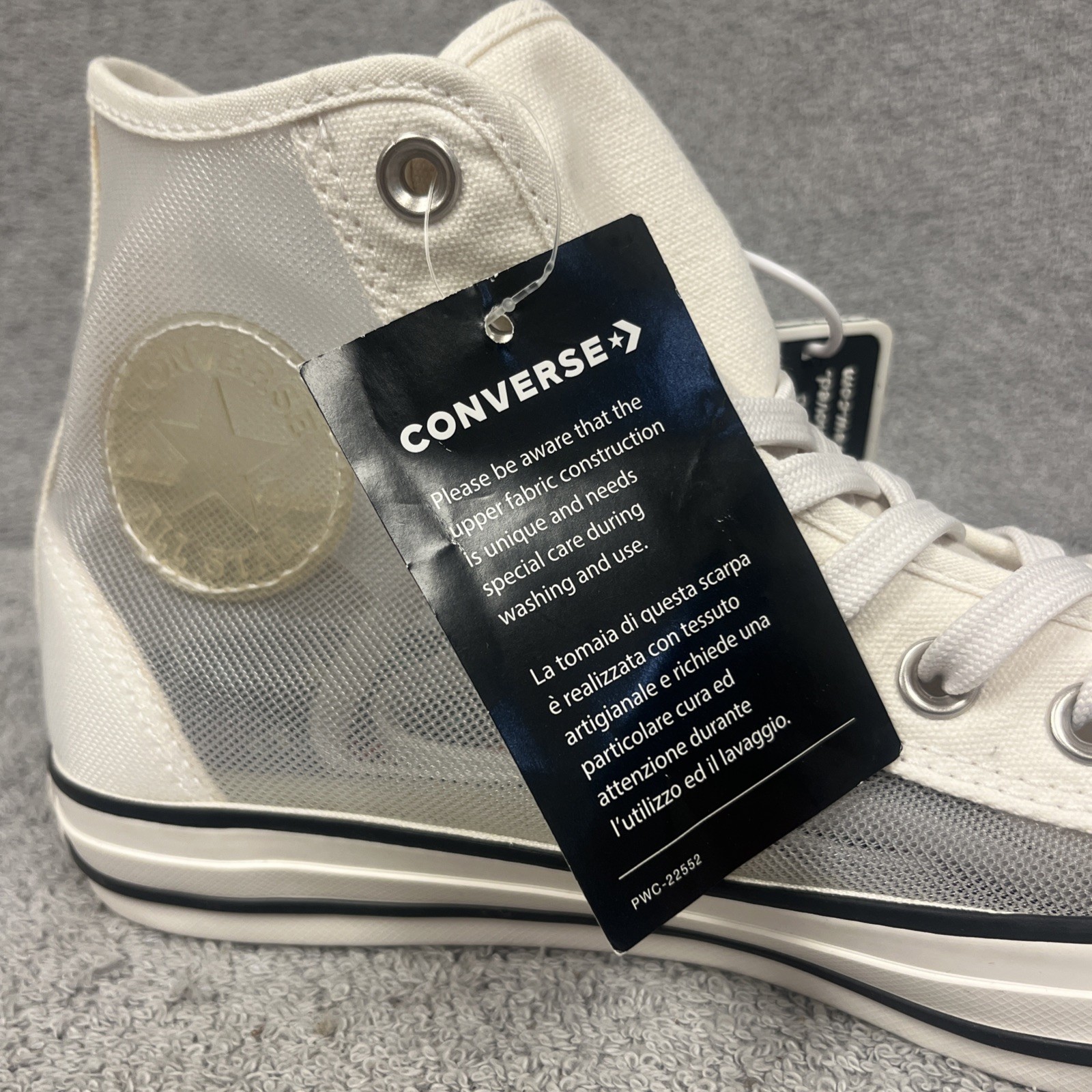 Converse Chuck Taylor All Star Ladies See Thru White High Sneakers Size 9