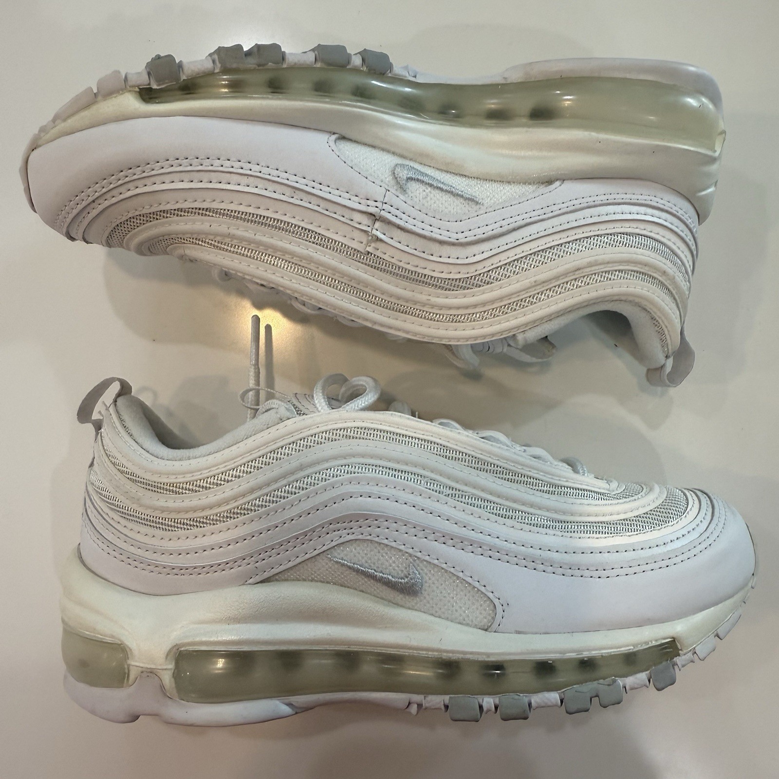 Size 5 Nike Air Max 97 White Pure Platinum Leather Women’s 921733-100 NEW