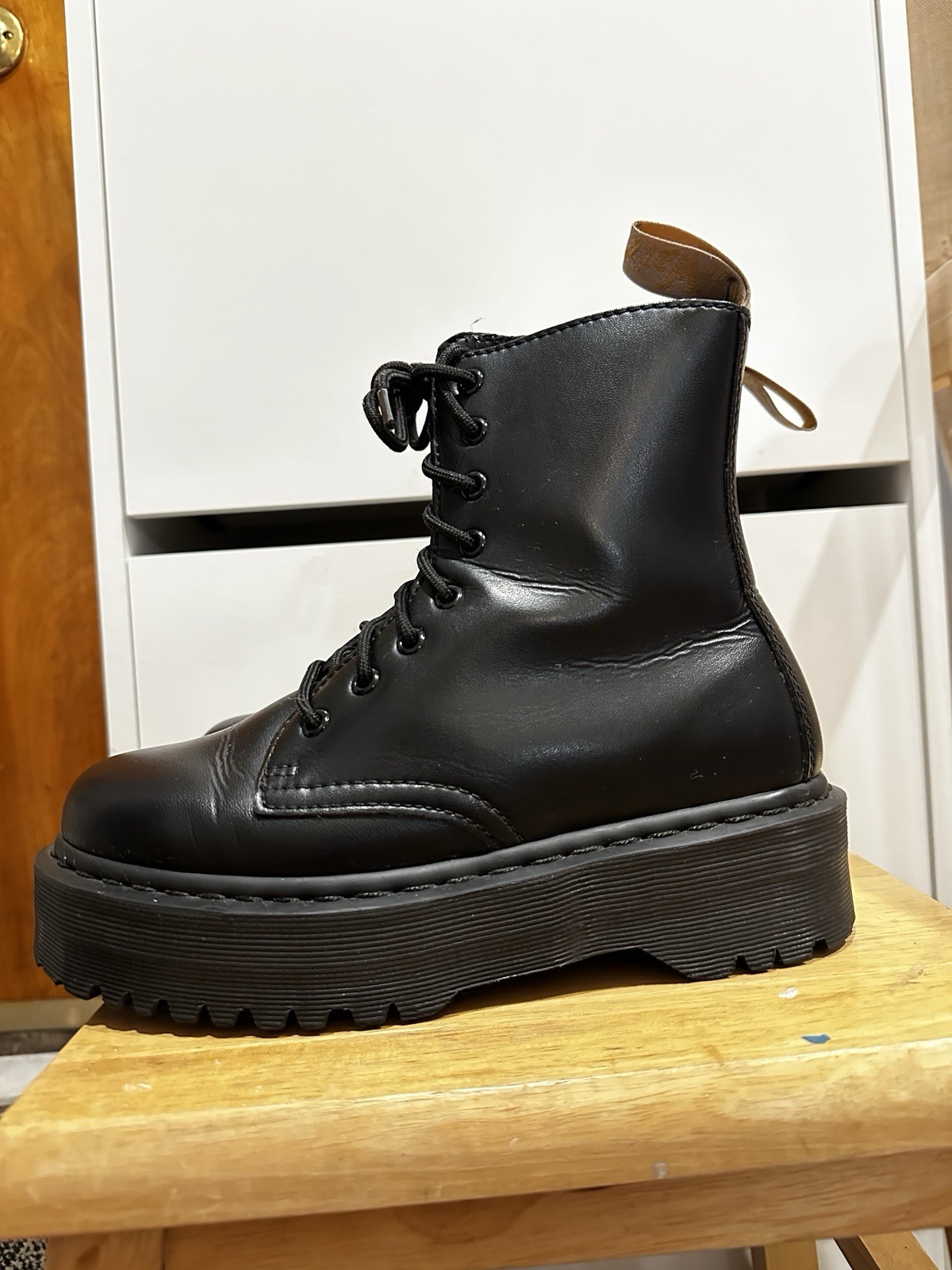 Dr Martens Jadon II Mono Womens Vegan Platform Combat Boots Size 6 Black