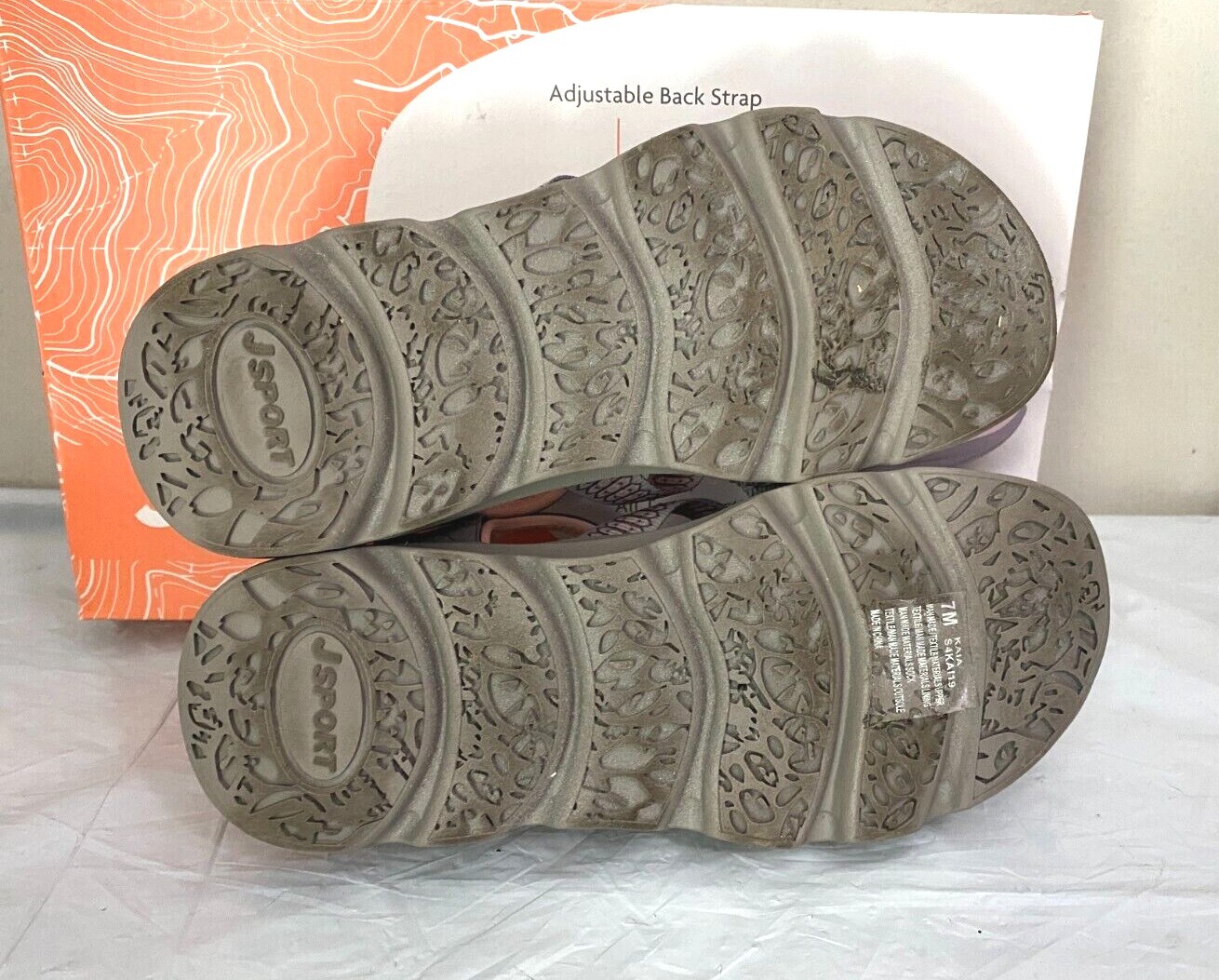 JSport Women’s KAIA Adjustable Strap Sports Sandal – SIZE 7 – Grey/Pink