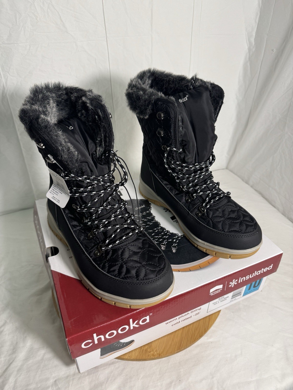 Chooka Belltown Mid Faux Fur Insulated Winter Boots Women’s Size 10 Black New