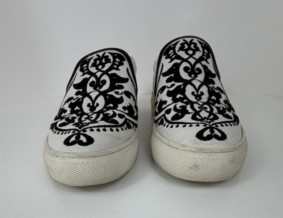 Brighton Women’s Size Moor Casablanca Embroidered Blk/White Leather Sneakers