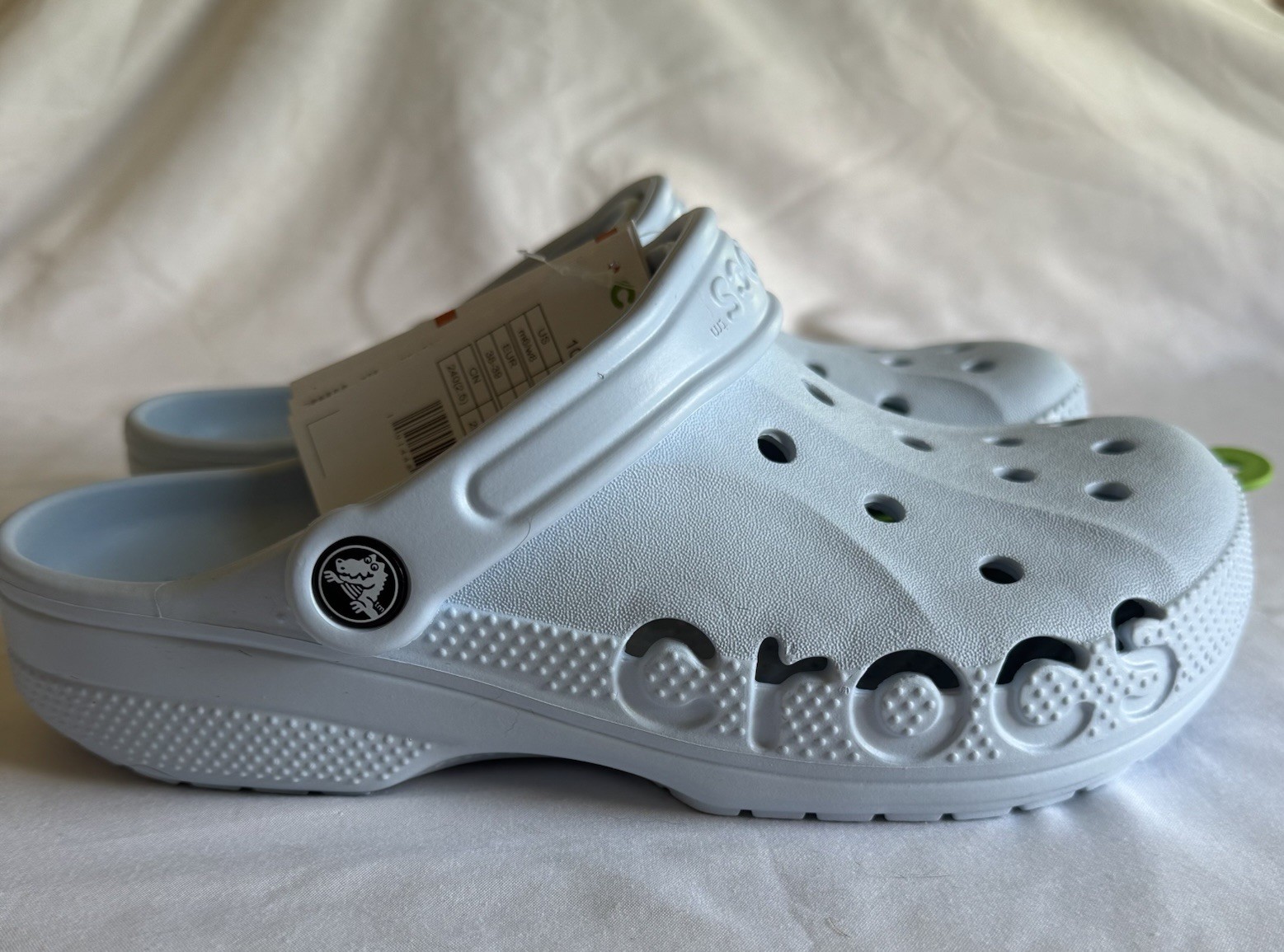 Crocs Baya Clogs Mineral Blue M6 W8 NWT Logo Lightweight Slip On Comfort Unisex