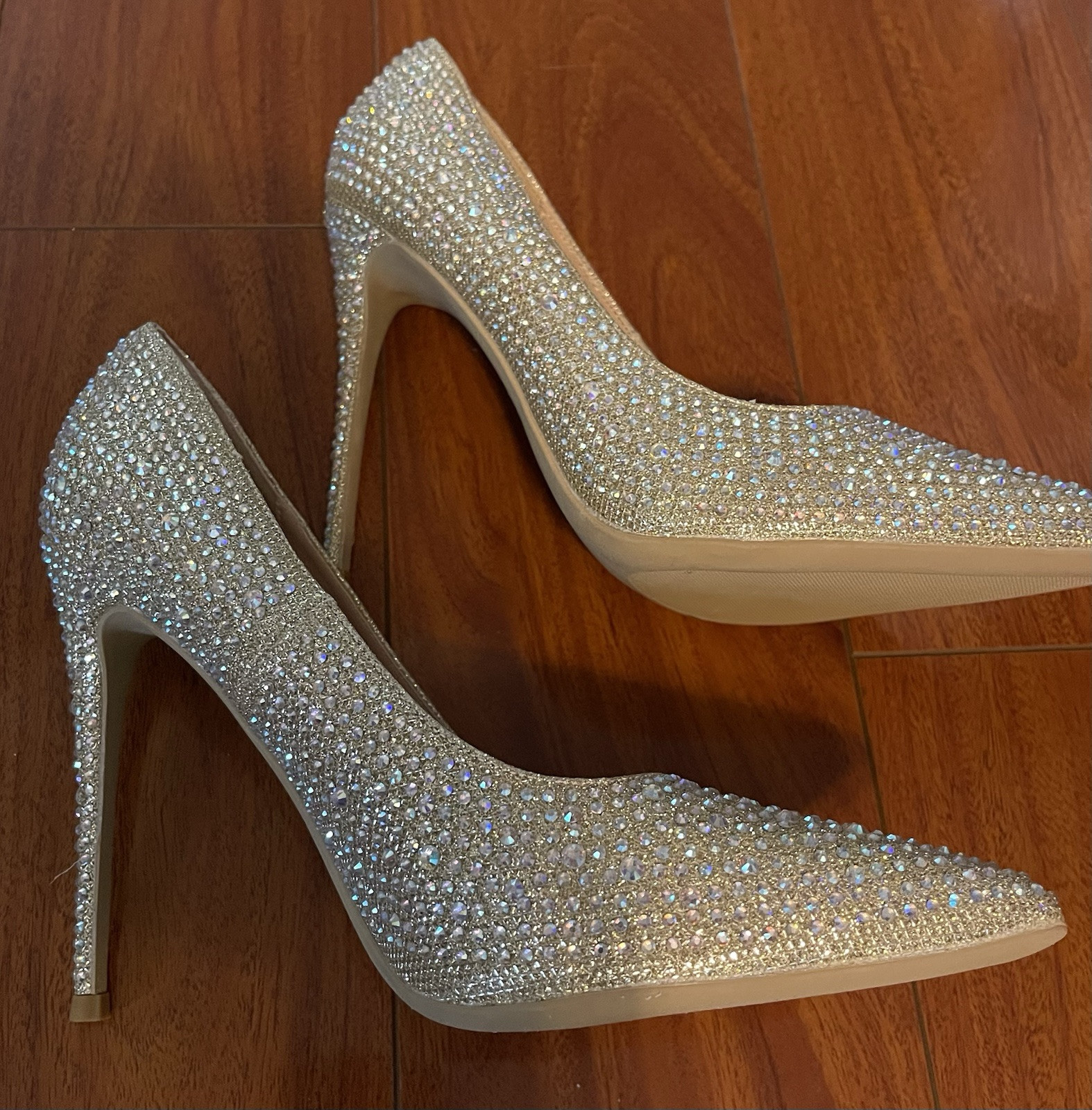 Elisabet Tang Women’s Size 9.5 Champagne Sparkle Rhinestone Covered Heels