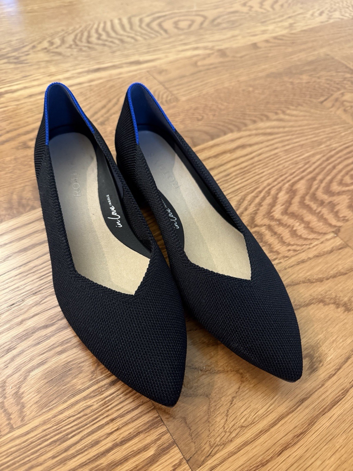 Rothy’s Point Toe Low Heels, Black, Size 7