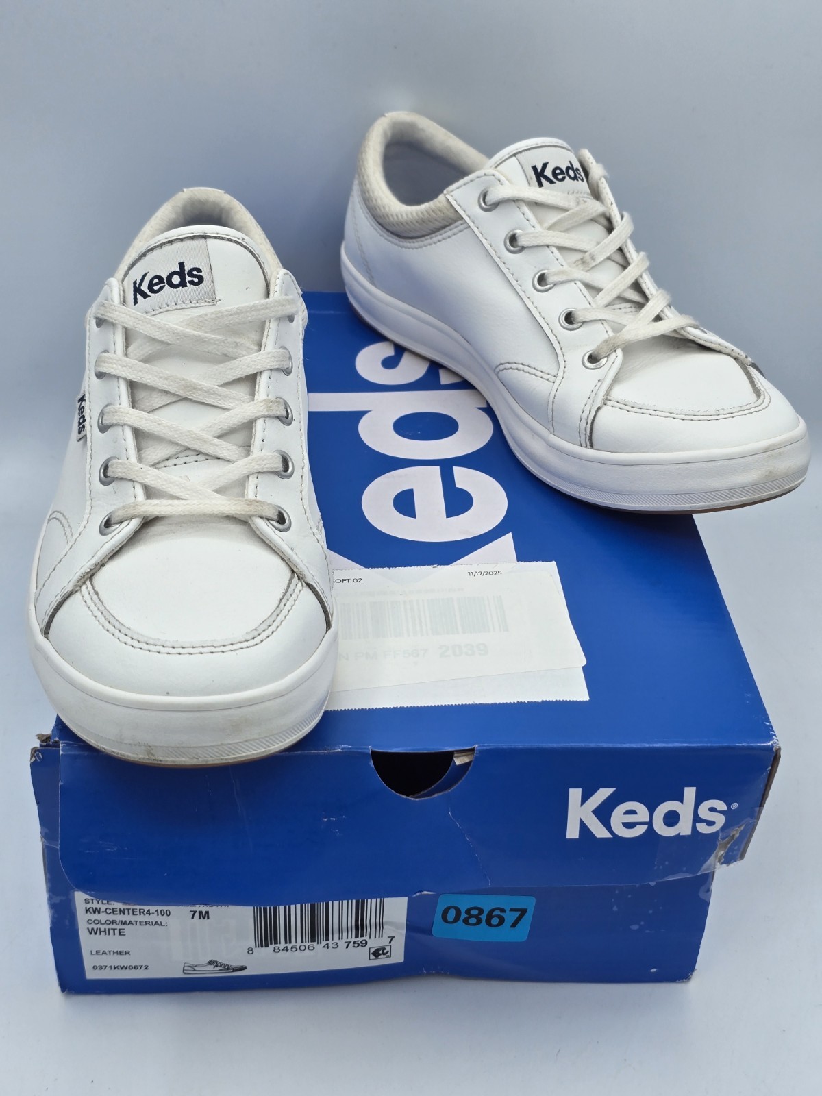 Keds Women’s Center4-100 White Leather Sneakers US 7M – Used Good