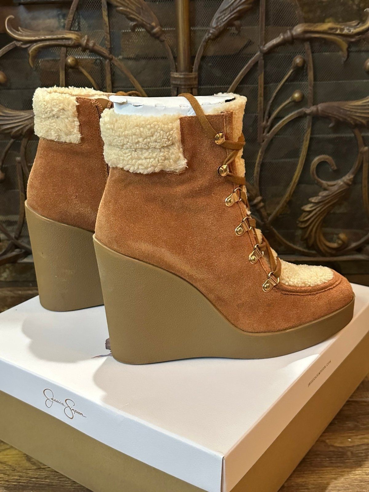 Jessica Simpson Wedge Boots with Side Zipper in Box. Size 9.5. Worn Once.