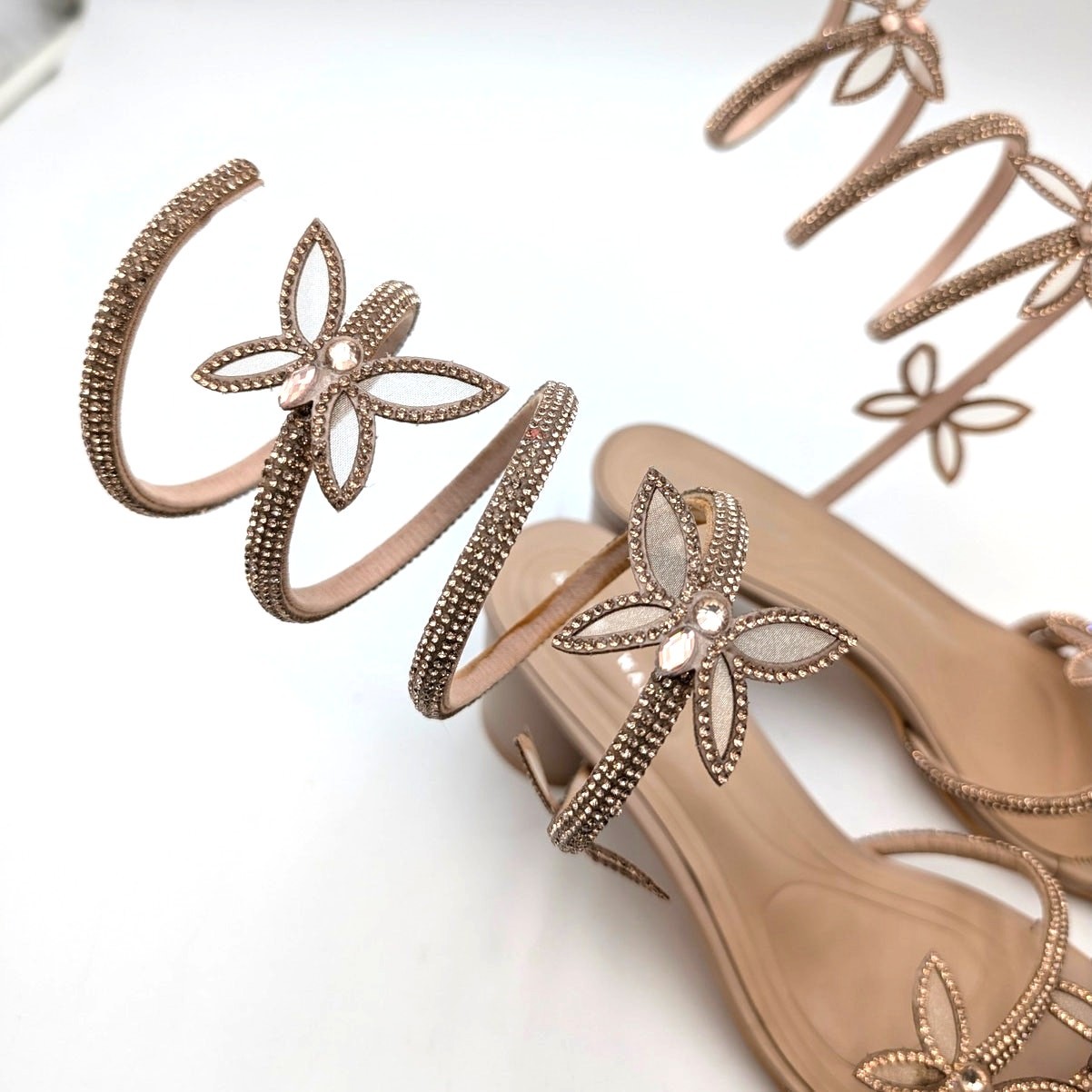 Azalea Wang Quinton Ankle Wrap Block Heel Sandals Women’s Nude Size US9 EU39.5