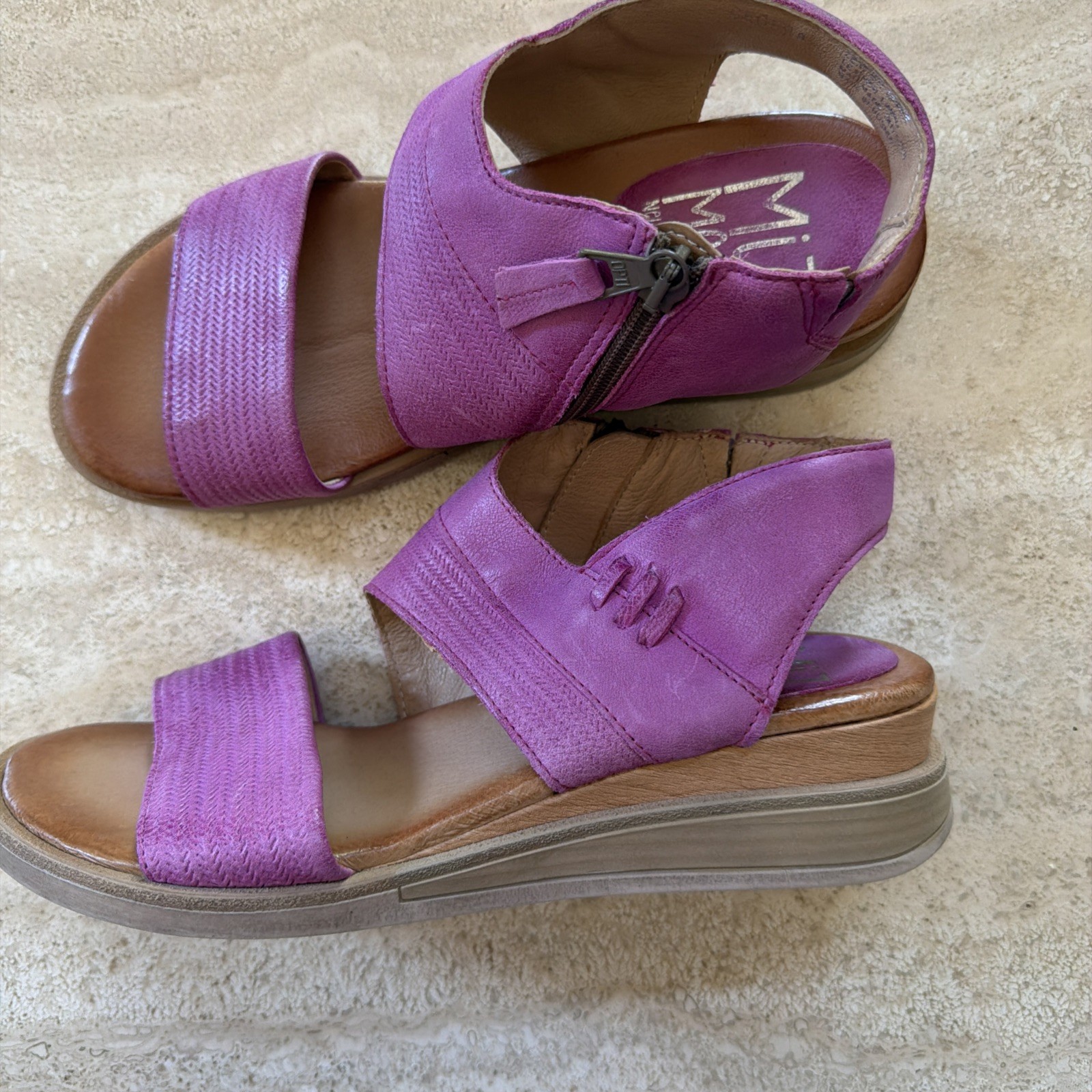 Miz Mooz Leather Sandals Fuchsia Pink size 38