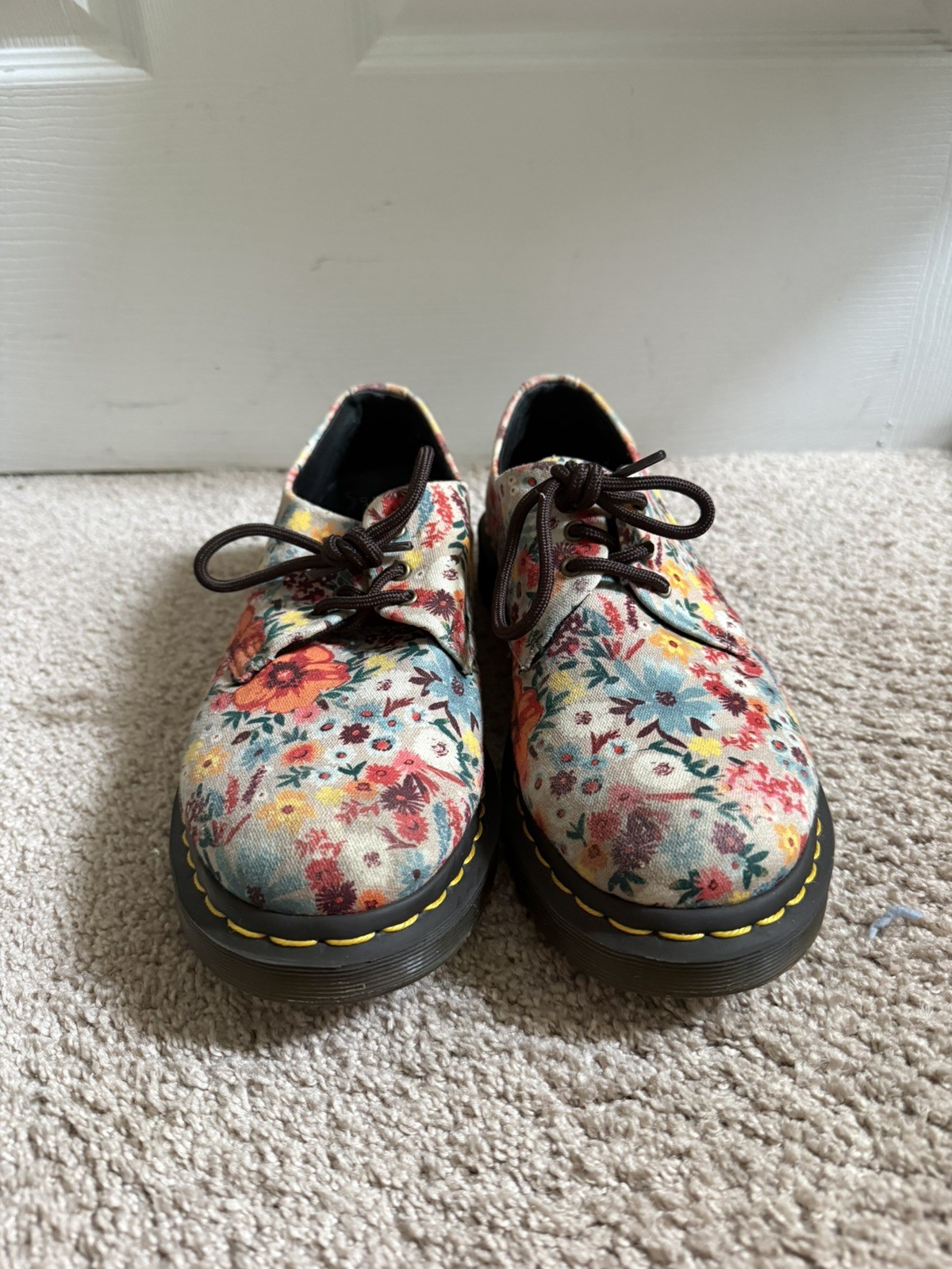 Dr Doc Martens 1461 Wanderlust Canvas 3 Eye Shoe US 8 Taupe Floral Oxford
