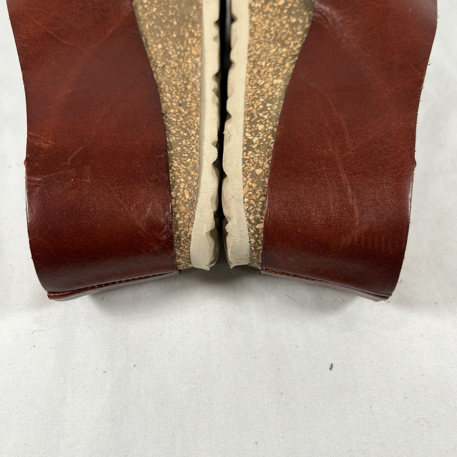 Yokono Spain Brown Leather Platform Slide Sandals Sz. 8 Minimalist Boho