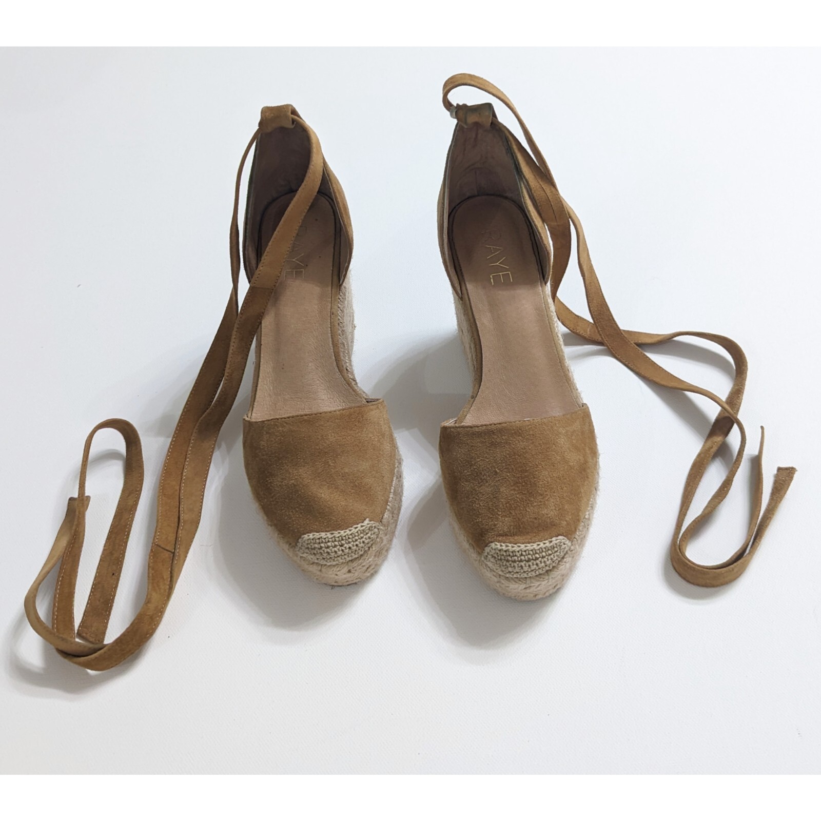 RAYE Dahlia Suede Leather Lace Up Wedge Platform Espadrilles Women’s Size 5.5