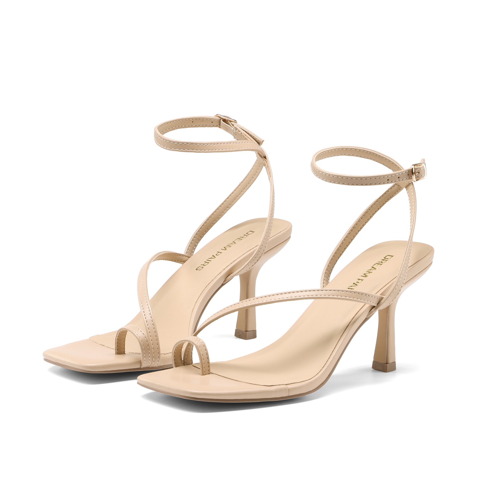 Women’s Kitten Heels with Square Toe Comfortable Ankle Strappy Fashion Sandals