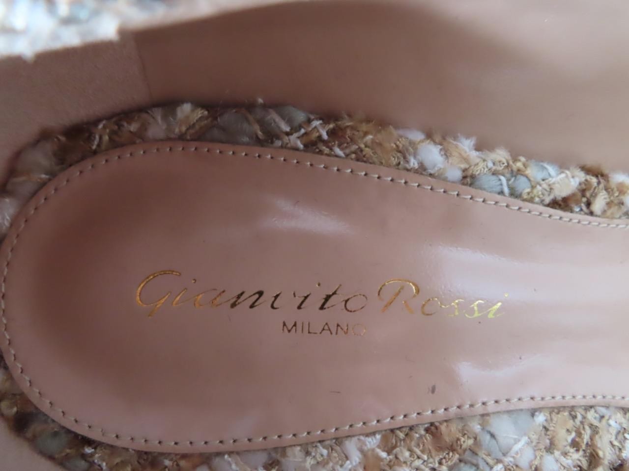Gianvito Rossi Nude Boucle Tweed Mary Jane 45mm Pumps Size 39/US 9