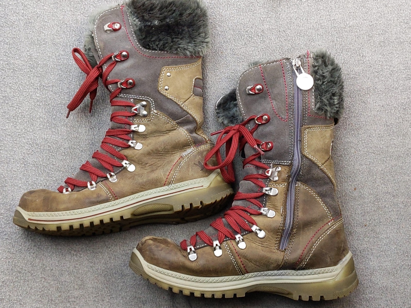 Santana Canada Boots Womens 7 38 Brown Gray Fur Lined Winter Snow Hiking