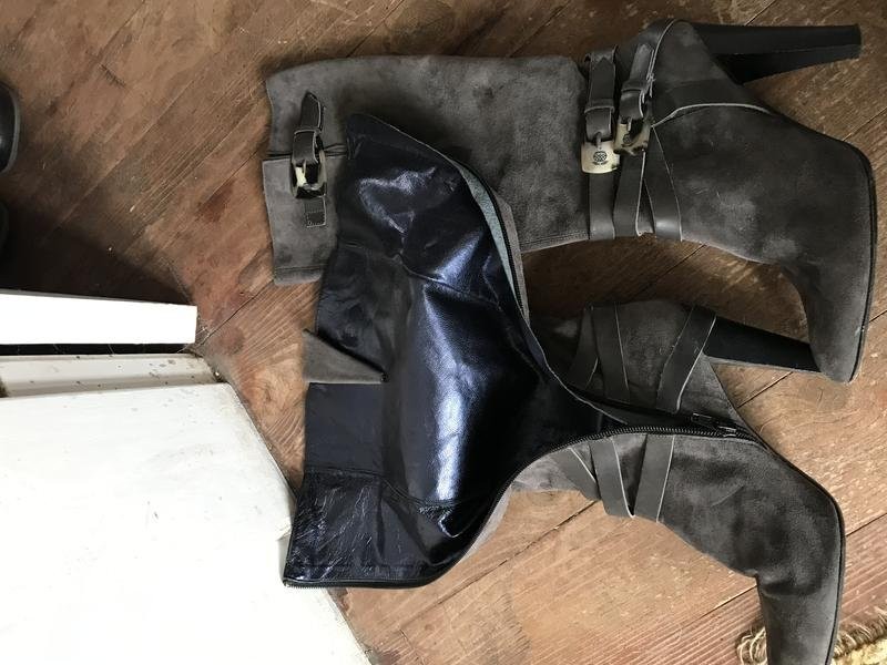 Women navy boot boots grey suede 39 #B8I6