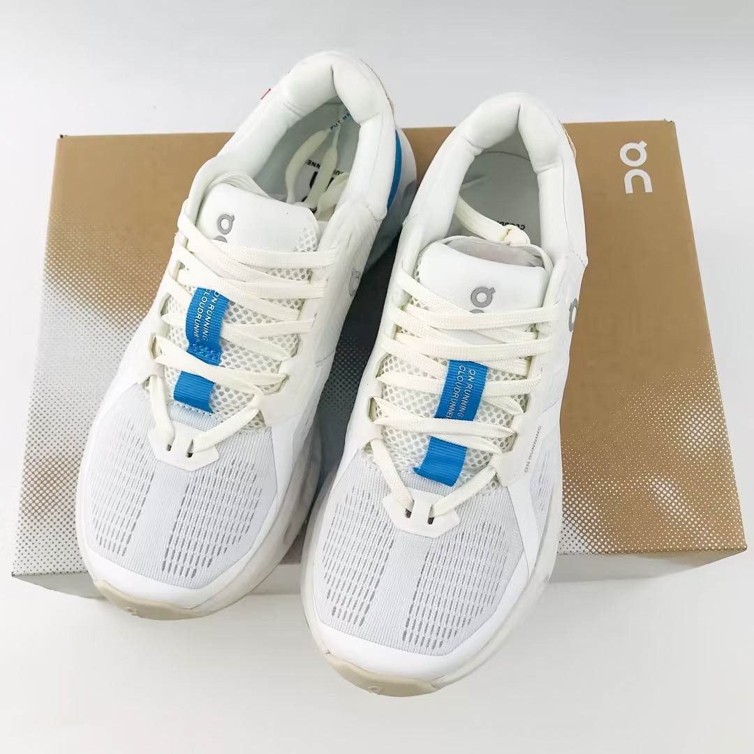 ON Cloudrunner 2 White/Blue Women’s Super Foam 360° Comfort Running Sneakers