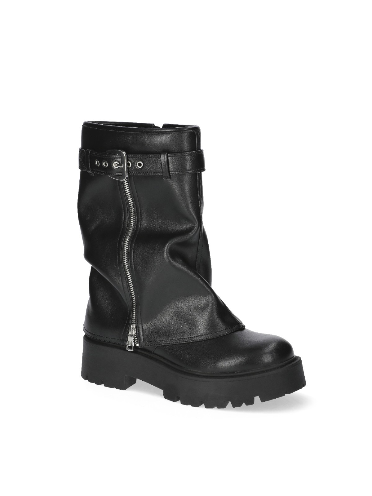 No Boundaries Women’s Black Motorcycle Boots Fold Size 9 New Gothic Riding Vegan