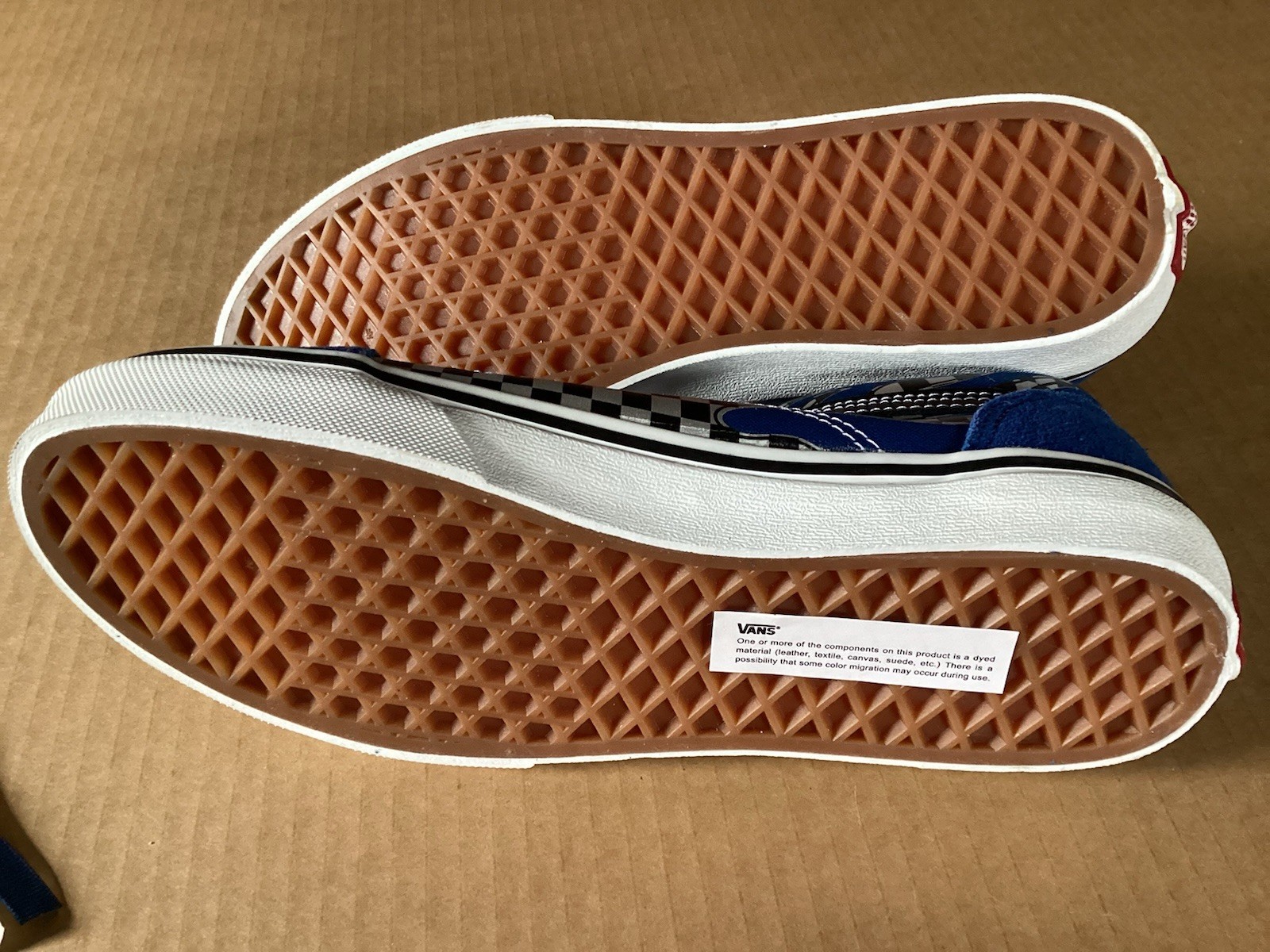 New Vans Pair of Sneakers -Off The Wall Teen/Juniors Size 6.5 Blue/White Checker