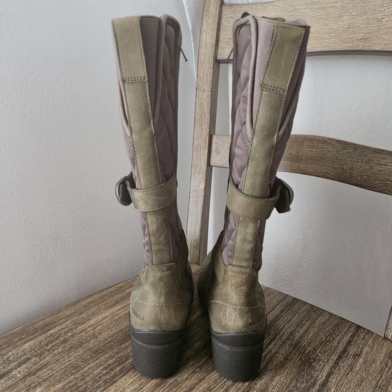 Merrell Tall Boots Women US6 UK3.5 EU36 Dusty Olive Performance Footwear Winter
