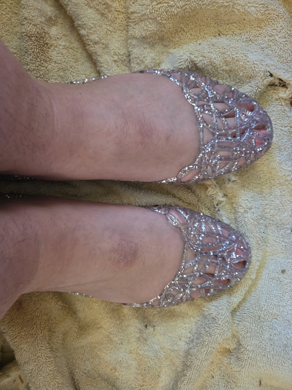 Fair Condition Jelly Shoes Clear With Sparkles Size 9