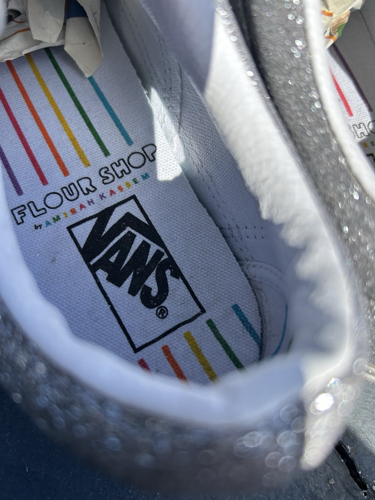 Vans x Flour Shop Old Skool Glitter Rainbow 🌈 Women’s 9.5 Hook-and-Loop Shoes