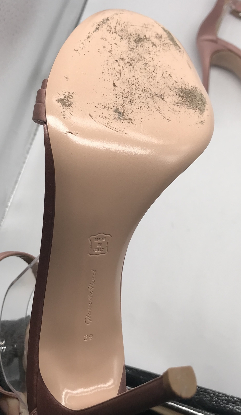 Gianvito Rossi Dahlia pink ankle strap satin sandal heel & crystal buckle sz 39