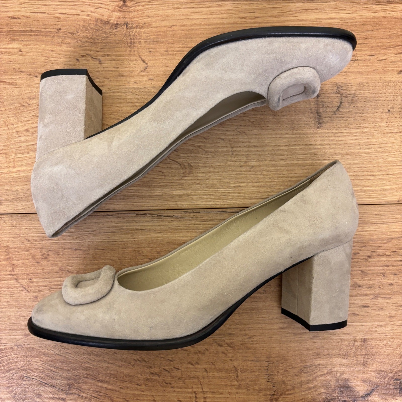 AMALFI Lavinia Block Heel Pump In Nocciola Cashmere Gray Women Size 8.5 Cocktail