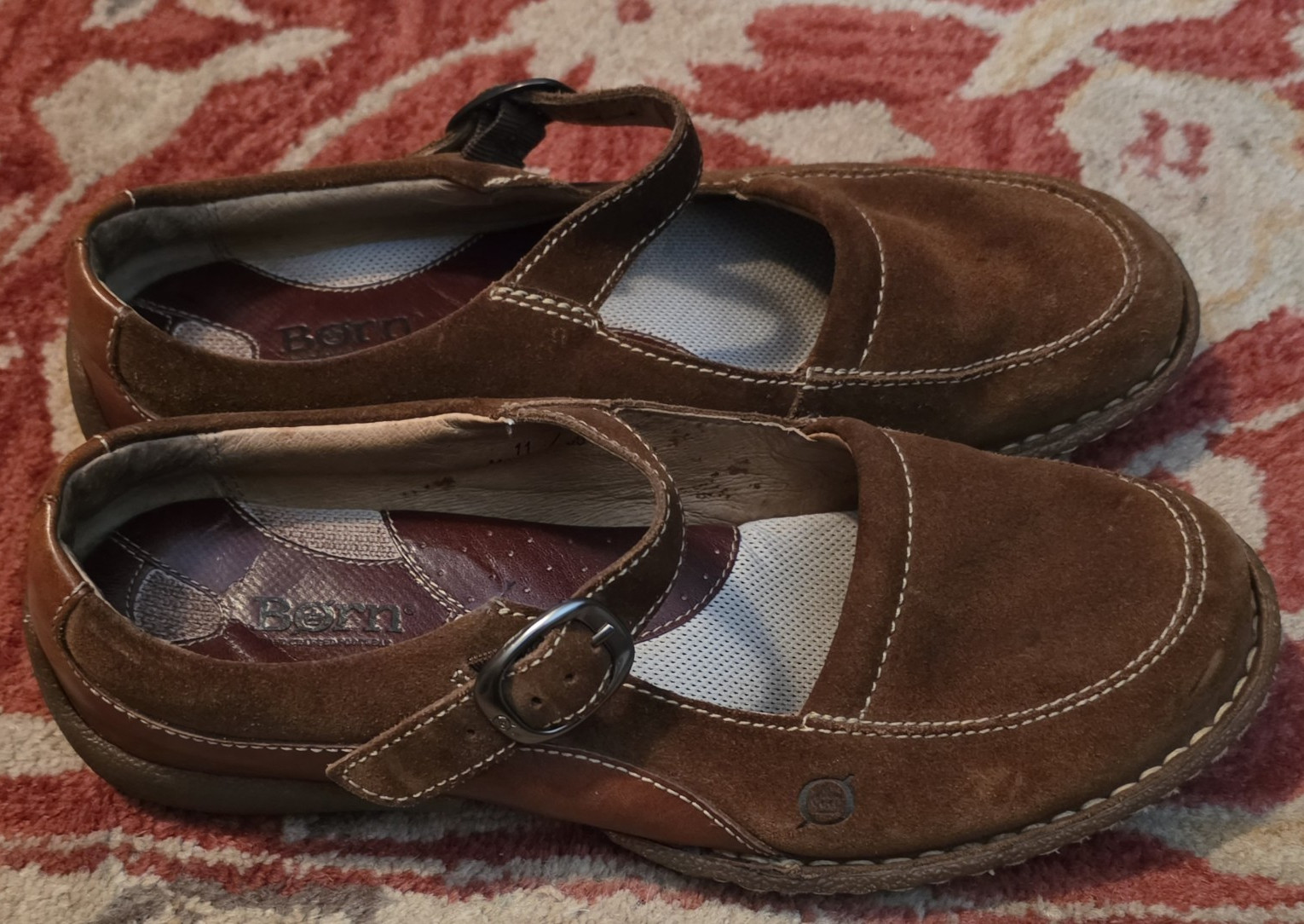 Børn W5955 Mary Jane Comfort Shoes Brown Suede Buckle Women’s 11 EU43 M/W