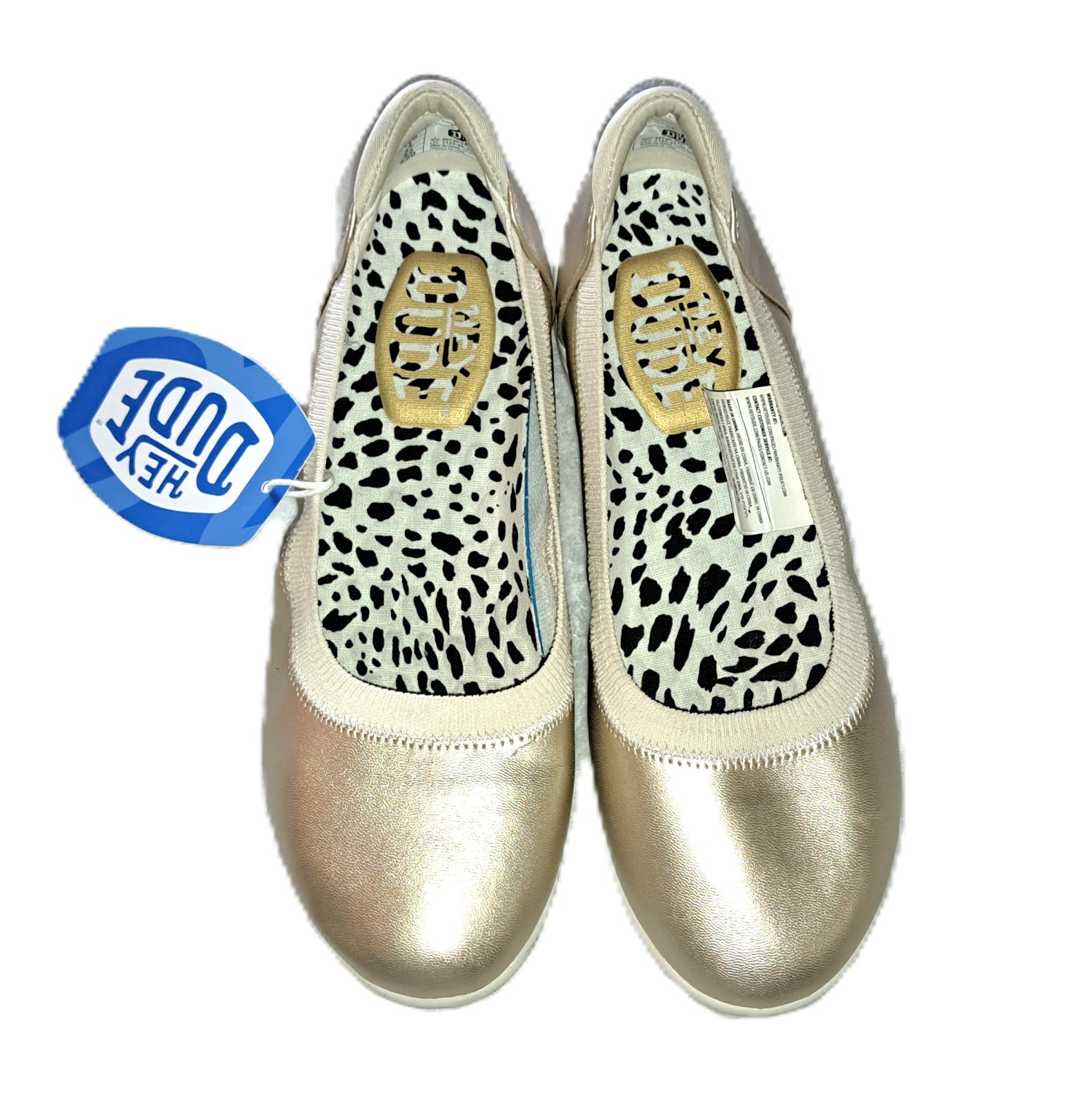 Womens HEY DUDE metallic gold flats 6 NWT shoes SAVANNAH SLIP 40740-797 ballet
